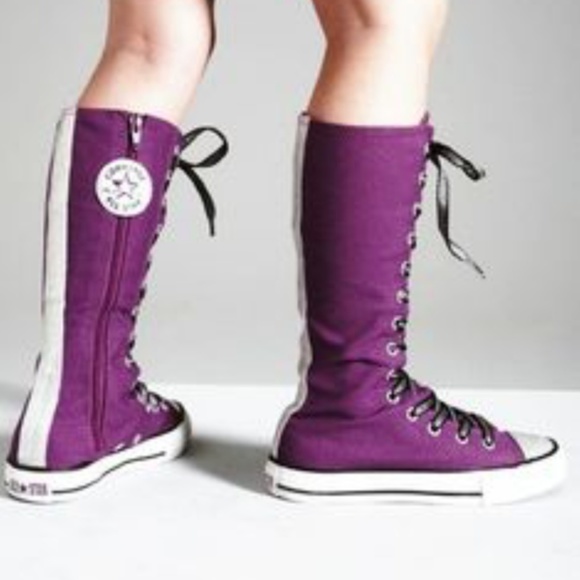 purple knee high converse